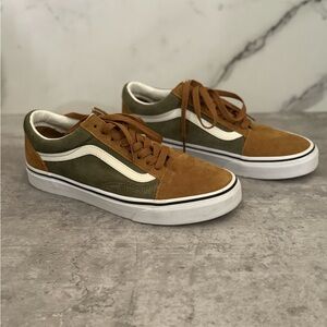 Vans Old Skool Brown and Green Corduroy Sneakers